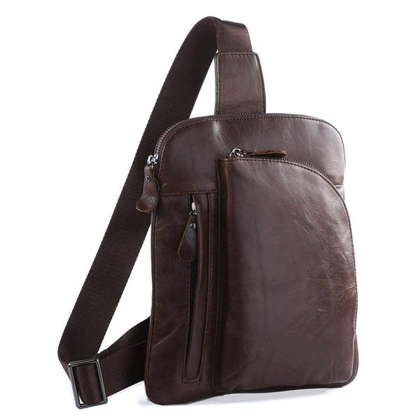 Top Quality Genuine Leather Men Chest Pack Cowhide Messenger Bag Crossbody Bag Sling Backpack #7194C