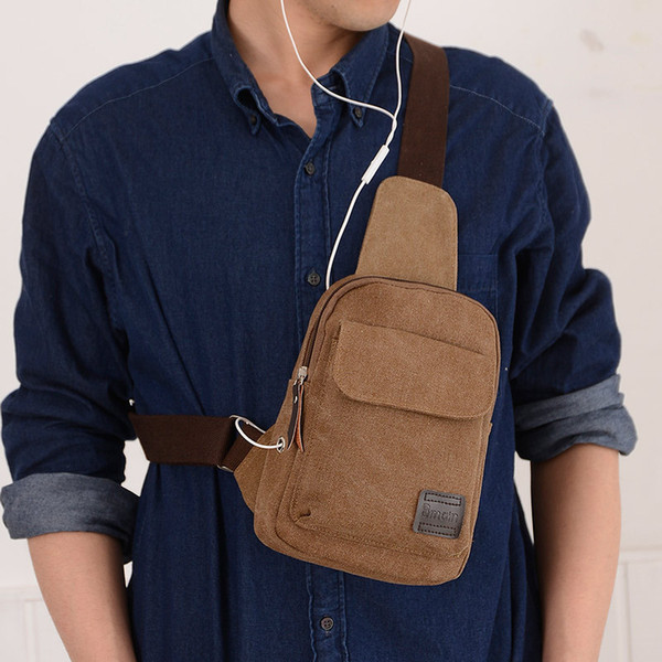 Factory direct Korean casual men's small chest bag sports canvas bag male bag multi-function outdoor Messenger backpack