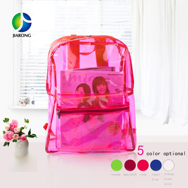 Ins Net Red Trend Fashion Large Capacity Waterproof Transparent Jelly PVC Shoulder Backpack Free of Security Inspection