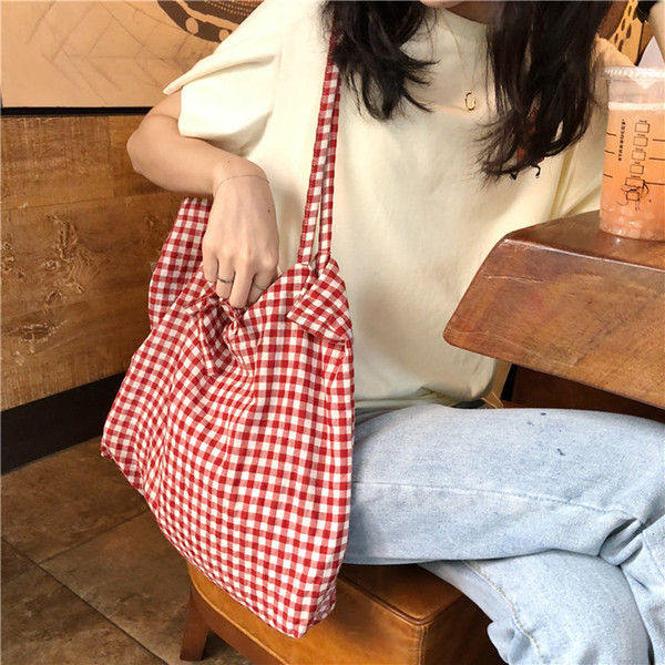 Women fashion Day Packs Handbag summer new Red and white girls Printed Lace-up Shoulder bag Female Large Capacity Beach Tote Shopping bags