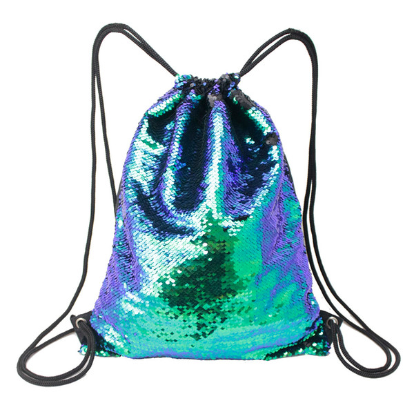 Mermaid Sequin Drawstring Bags Glittering Backpacks Bling Bag Day Pack for Beach Hiking Gym Dance Bags Reversible Flip Sequins