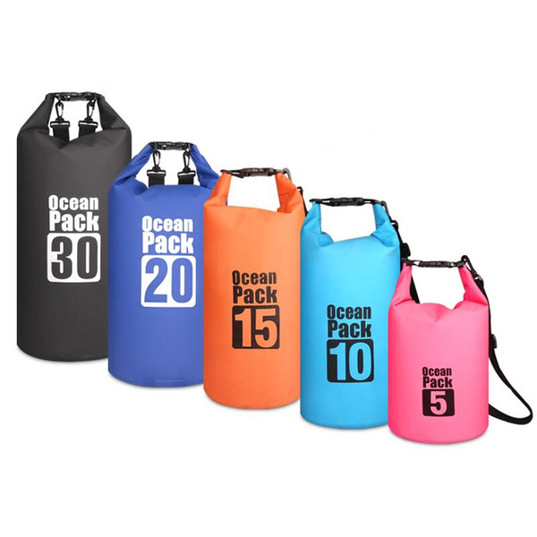 PVC Outdoor Waterproof Bag Dry Bag Bucket Pouch for kayak Drifting Swimming Floating Boating Travel Kit Beach Storage Water Bags Wholesale