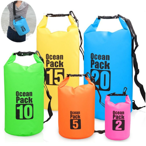 Outdoor Waterproof Bag PVC Dry Bag Bucket Pouch for kayak Drifting Swimming Floating Boating Travel Kit Beach Storage Water Bags Wholesale