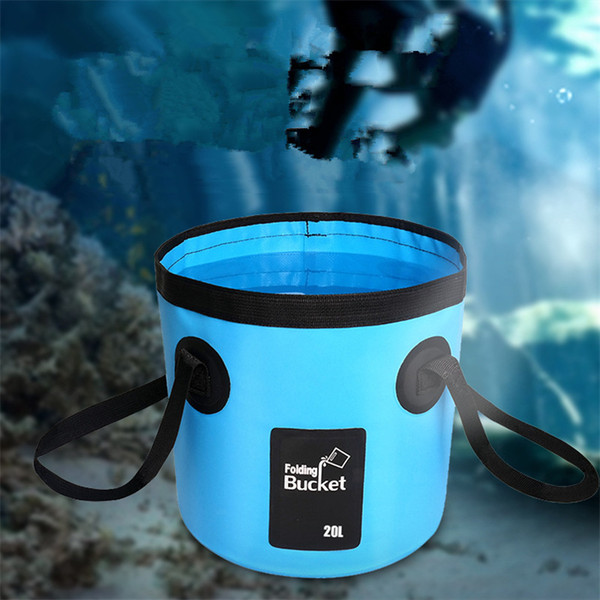 Outdoor Beach Water Breaker 12L-20L Summer Travel Waterproof Bucket Unisex Foldable Fishing Pail PVC Portable Dry Storage