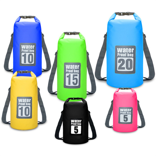 7 Plain Colors Summer Beach Backpack 5-30L Travel Waterproof Bucket Unisex Dry Drifting Bag PVC Outdoor Dry Storage