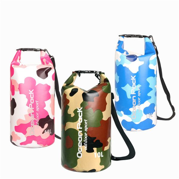 Summer Travel Waterproof Bucket Camouflage Dry Storages 50% Fashion Beach Backpacks Dry Drifting Bag PVC Outdoor Sport Outdoor Packs