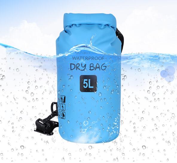 Foldable PVC Tarpaulin rucksack dry bag 5L waterproof floating bag waterproof bag for swimming 4 colors