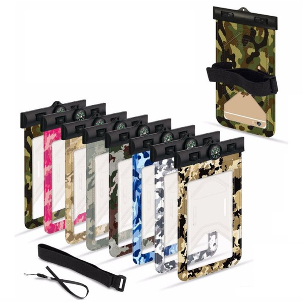 Camouflage Universal Cover Waterproof Phone Case For iPhone X 7 6 Samsung Coque Pouch Waterproof Bag Case Swim Waterproof Case