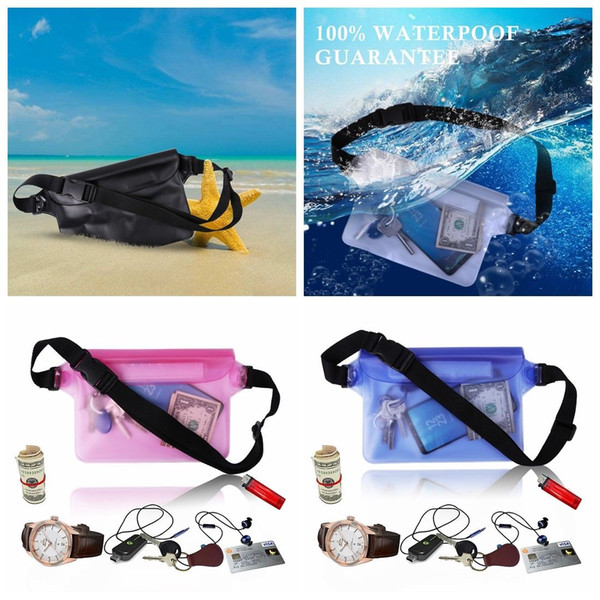 Waterproof Waist Bag Transparent PVC Pouch Stitch Underwater Travel 3 Layer Sealed Pocket Outdoors Drift Swimming Pack Waist Belt Bag BBA275