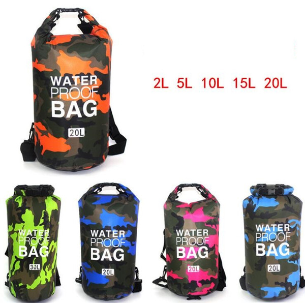 Wholesale boating dry storage outdoor sport dry bag canoe camera phone waterproof bag rafting Camouflage swim beach dry packs