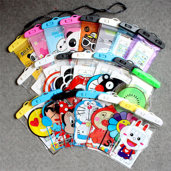 Hot sale 39 styles cartoon transparent mobile phone waterproof bag outdoor swimming cellphone protective cover T3D0151