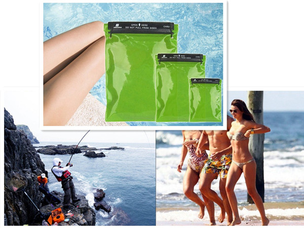 one set/3pcs Waterproof Dry Bags Cover Case for Camera Mobile Phone Pouch Backpack Kayaking Military Green