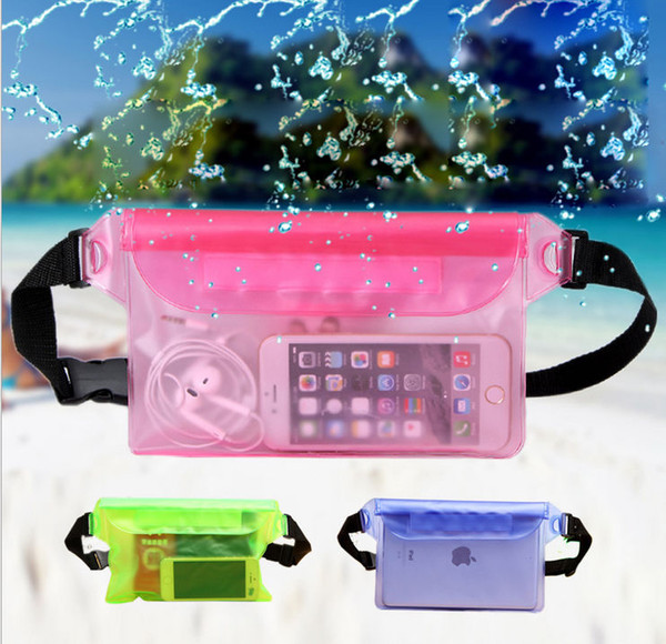 Waterproof Waist Bag Transparent PVC Pouch Stitch Underwater Travel Layer Sealed Pocket Outdoors Swimming Pack Waist Belt Bag BBA275 150pcs