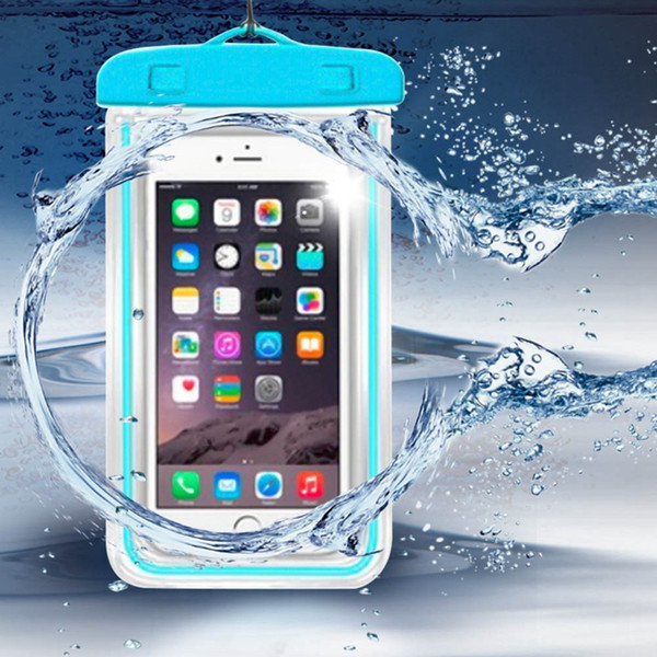 Luminous Waterproof Case Fluorescent Cover Bag Dry Pouch For Mobile Phone Swim Diving Transparent Bag For 6 Inch Mobile Phone