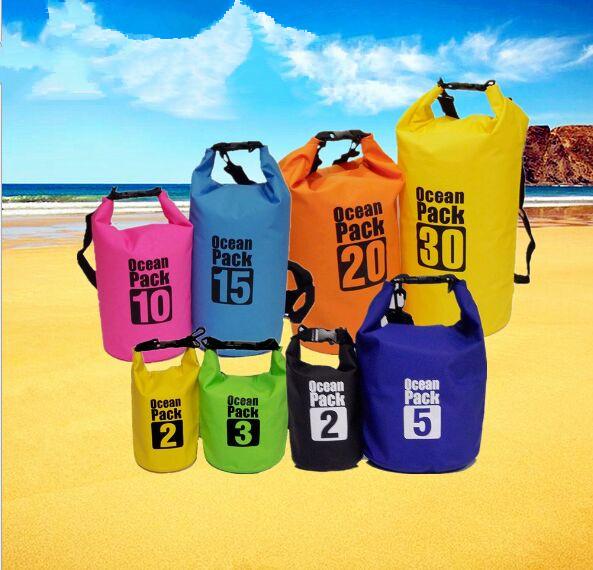 2018PVC swimming Outdoor Diving Compression Storage Waterproof Bag Dry Bag For Man Women Swimming Rafting Kayak 5L 10L 20L