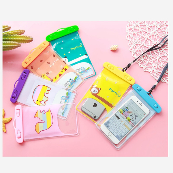 Swimming Cute Cartoon phone Bags Waterproof Bag Underwater Pouch Phone Case For all models 3.5 inch -6 inch