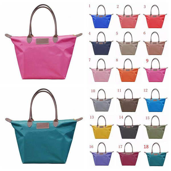 18 Colors Dumpling Handbag Women Candy Color Folding Cosmetic Bags Waterproof Storage Bag Zipper Simple Totes Shopping Bags CCA10876 15pcs