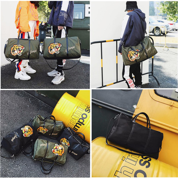 2 Colors Embroidery Tiger Head Trave Duffle Bag Tide Brand Handbag Large Capacity Bag Sports Fitness Outdoor Bags