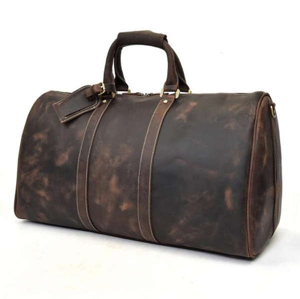 New fashion men women leather travel bag duffle bag, designer leather luggage handbags large capacity sport bag 55CM