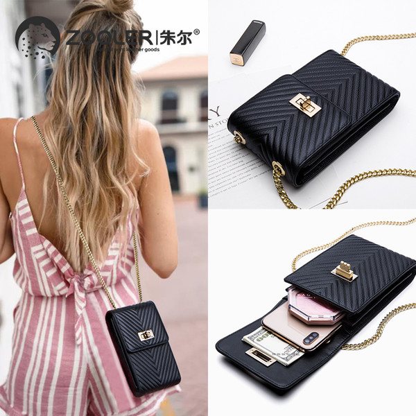 Leather Mobile Phone Bag Womens 2019 New Winter Fashion Wild Mini Handbags Cowhide Womens Messenger Bag