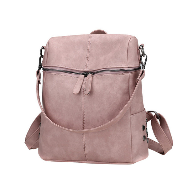 ISHOWTIENDA Casual de gran capacidad bolsos de hombro Vintage mujer mochila nobuck cuero Pu mochilas escolares para adolescentes # R5