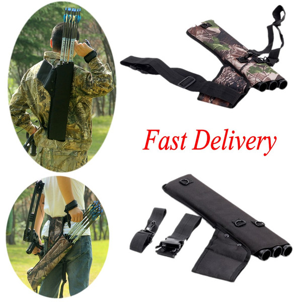 Three Tubes Outdoor Back Shoulder Camo Black Canvas Archery Bow Arrow Case Pot Sac Holder Package Belt Quiver Strap Bag Hunting Pouch Bags