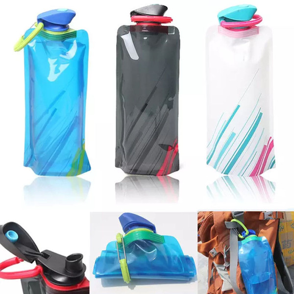 700ML Outdoor Camping Travel Foldable Collapsible Drink Water Bag Bottle