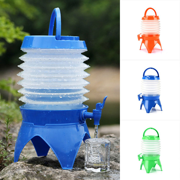 Detachable Bucket Adjustable Can PE 5L 3 Color Folding Bucket Multifunctional Portable Hand Held Excursion Drink