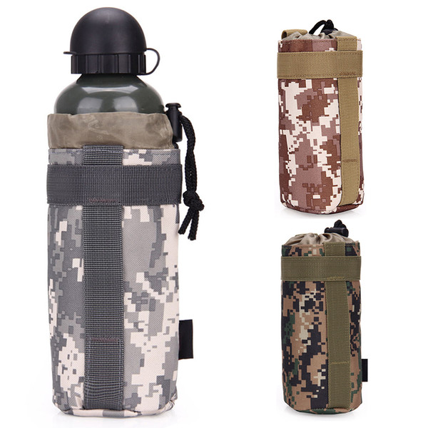 Men Nylon Climbing Water Bottle Bags Molle Travel Water Kettle Pouch Army Carry Bag Hiking Camping Sport Bags