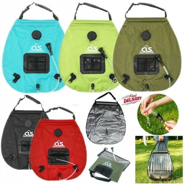 Portable Water Bags 20L Solar Camping Shower Bag Outdoor Hiking Self-Drive Heated Bathing Sun Energy Bath Storage Bags Watering Equipments