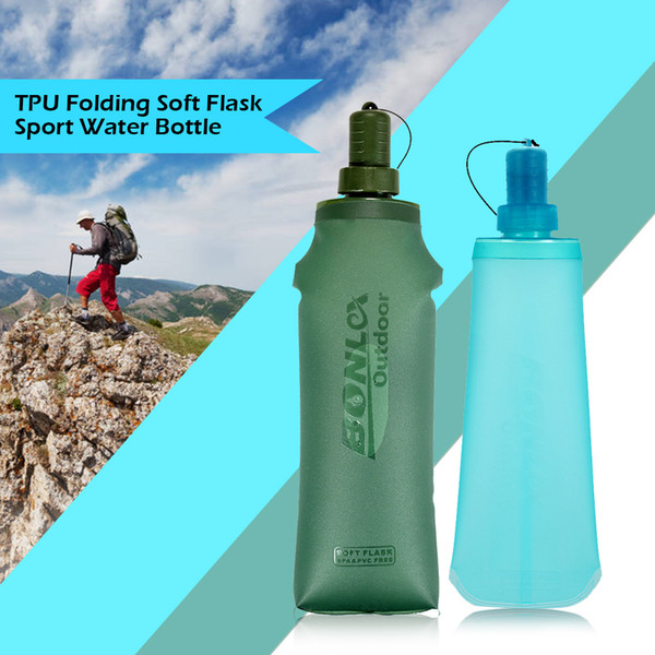 TPU Folding Soft Flask Sport Water Bottle Running Camping Hiking Water Bag Collapsible Drink Bottle Bag