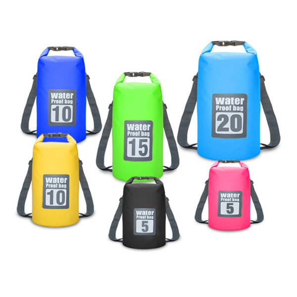 5L 10L Economic Waterproof Dry Outdoor Bags Double Shoulder Straps PVC Buckled Floating Storage Sack Travel Boating Rafting Bags