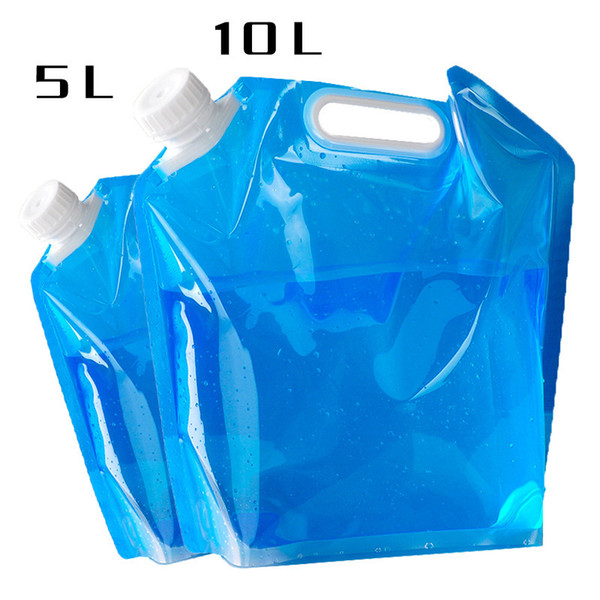 Outdoor Water Bag 5/10L High Capacity Folding Water Bag Canister PE Tasteless Safety Seal Lightweight Drinking Storage