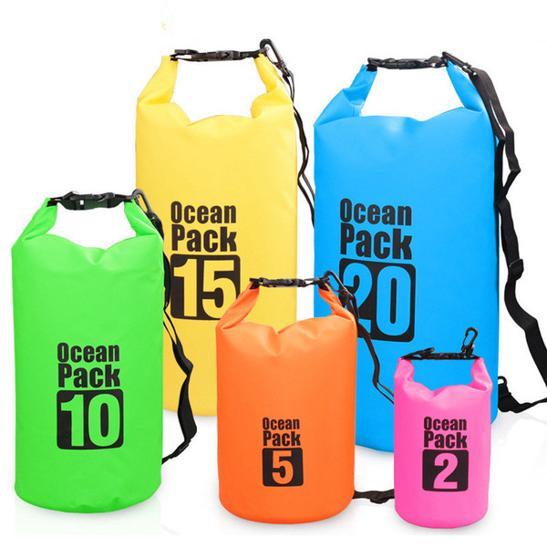 7styles 2L 5L 10L Ocean Pack Beach Outdoor WaterProof Bucket Bag Shoulders Drift Package storage Camping pvc dry sport bgas FFA1831