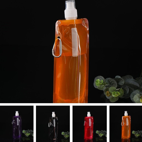 Hot Goods in stock Folding Water Bag Outdoor Sports Portable PE Environmental Kettle Bags Mountaineering Cycling Plastic Water Cup T7D032