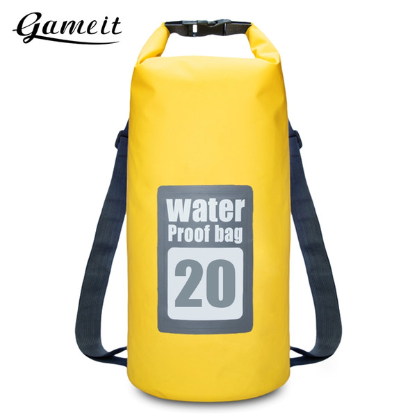 Gameit 20L Outdoor Bags Water Resistant Dry Bag Roll Top Traveling Rafting Backpack Dry Sack Storage Bag Rafting Bag Travel Kits