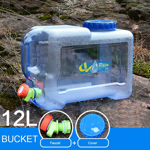 Mounchain Outdoor 12 / 18 L Thicken Plastic Water bag Tank Portable Tote Bucket Water Carrier with Faucet barrel PE