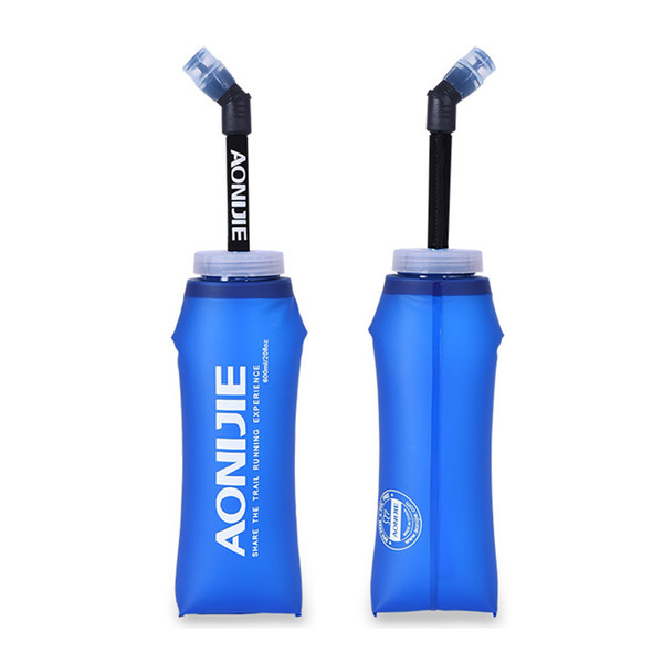 New 350ml / 600ml Dark Blue Outdoor Water Bag Camping Foldable TPU Soft Flask Running Hiking Sports Water Hydration Bottle Mouth