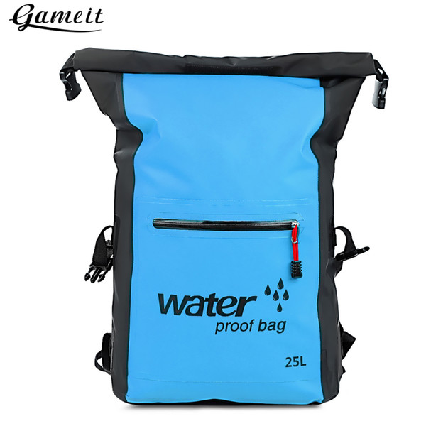 Gameit Unisex 25L Water Resistant Water Bags High Quality PVC Dry Bag Roll Top Traveling Rafting Backpack