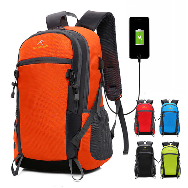 20-35L Climbing Backpack 2019 men nylon waterproof backpacks outdoor travel bags 5 colors with USB charge