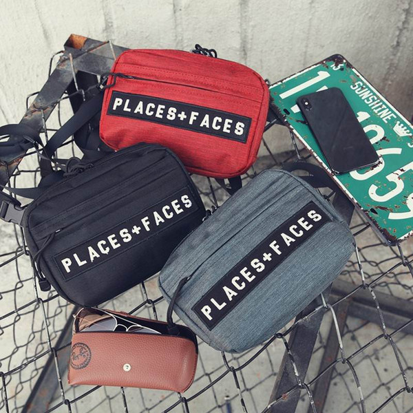 PLACES+FACES Life Embroidered Bags Men Women Original Shoulder Bag Mini Mobile Phone Packs Storage Bags P+F Messenger Bags Outdoor Packs