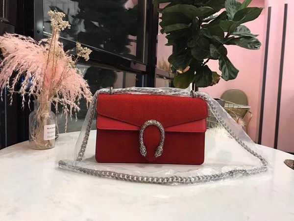 2019 Arrival Women Velvet Suede Handbags Elegant Shoulder Bag28cm Genuine Leather Fashion Contrast Colour High Quality Shoulder Bags