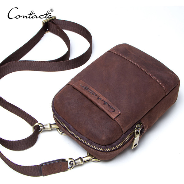 genuine leather vintage men phone bag for belt shoulder bag with card holders male travel waist pack crossbody bags