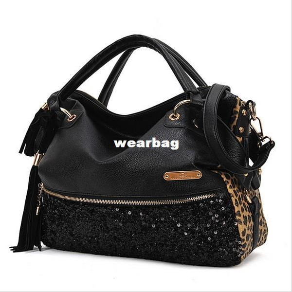 2014 New Fashion Hot Sale casual leopard print bags one shoulder handbag women's handbag leather messenger bag W2007