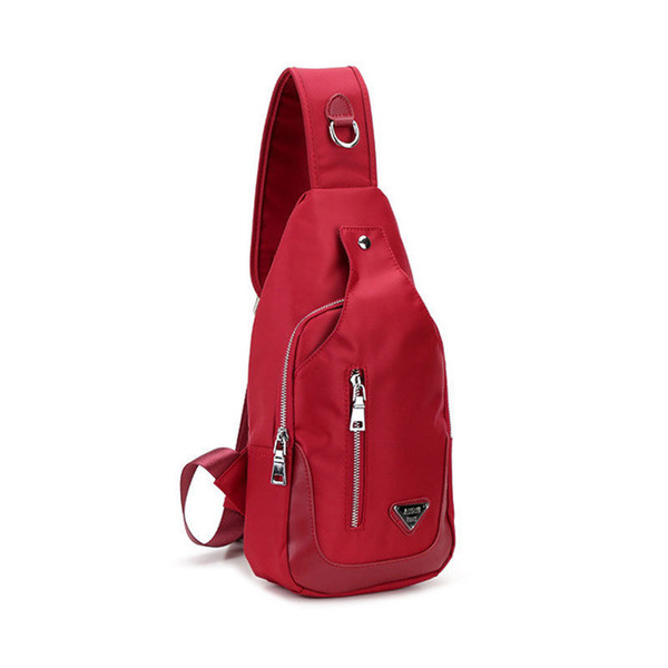 New Fashion Mens Canvas Chest Pack Satchel Shoulder Bag Messenger Bag Womens Travel Casual Cross Body Bag Red