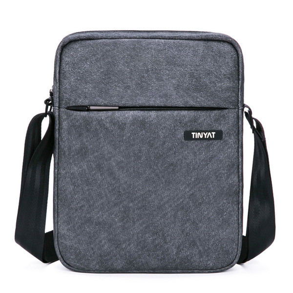 TINYAT Men's Crossbody Bag Multifunctional Men Casual Bag Quality Male Shoulder Messenger Bags Canvas Leather Handbag Gray 511 Fast Shipping