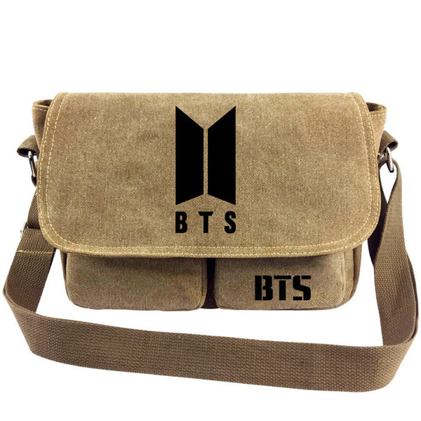 BTS messenger bag Bangtan boys sling case Bulletproof scouts satchels Sport canvas urick Single shoulder pack Outdoor haversack