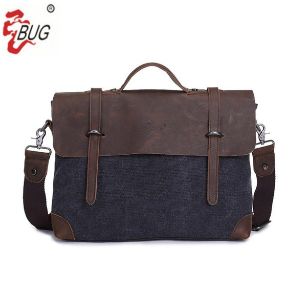 factory outlet brand bags of vintage leather mail-bag style leather tie-in canvas mans handbag business vintage shoulder slanting canvas