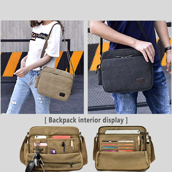 Retro Canvas Crossbody Shoulder Bag Men/Women Fashion Youth Travel Sports Military Multi-function Messenger Backpack Waist Chest Bag