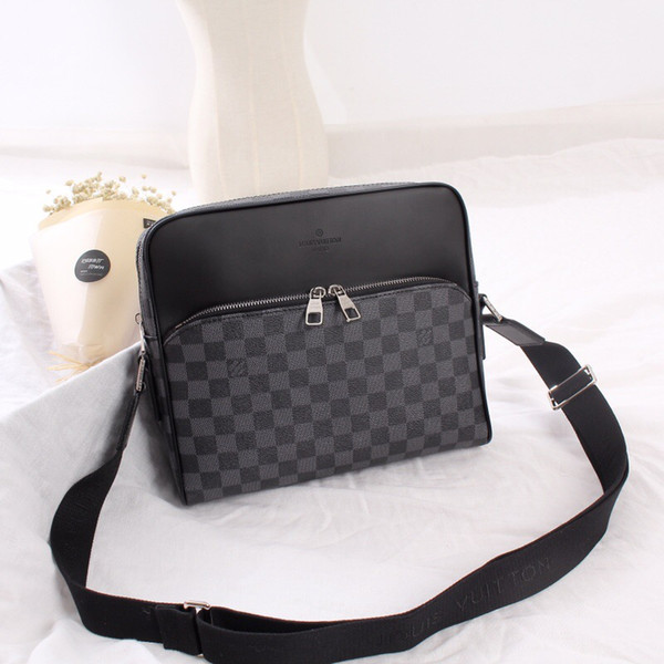 2019 best black grid letter genuine leather women message bag handbag pochette Metis shoulder bags crossbody Retro bags free shipping N41408